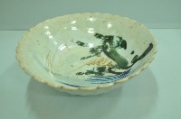 葵花口彩繪山水孤帆紋深腹盤藏品圖，第1張