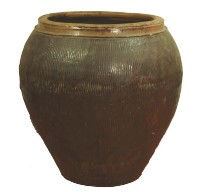 黑褐釉拍打印紋斂口豐肩式陶缸藏品圖，第1張