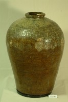 T字印款棕褐釉拍打印紋窄口豐肩式陶甕藏品圖，第1張