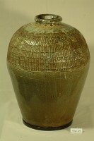綠褐釉拍打印紋窄口豐肩式陶甕藏品圖，第1張