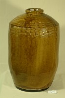 帶款黃棕釉拍打印紋窄口直壁式陶甕藏品圖，第1張