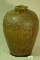 綠褐釉拍打印紋窄口豐肩式陶甕藏品圖，第1張
