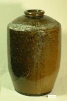 棕褐釉火痕拍打印紋窄口直壁式陶甕藏品圖，第1張