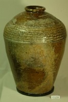 醬褐釉脱釉拍打印紋窄口豐肩式陶甕藏品圖，第1張