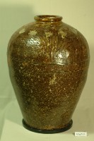 紅露酒印款醬褐釉拍打印紋窄口豐肩式陶甕藏品圖，第1張