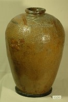 黃褐釉疊米黃釉拍打印紋窄口豐肩式陶甕藏品圖，第1張