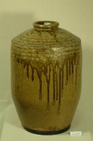 棕褐釉拍打印紋窄口直壁式陶甕藏品圖，第1張