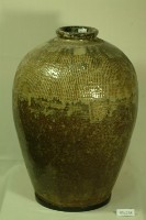 褐綠疊釉拍打印紋窄口豐肩式陶甕藏品圖，第1張