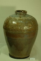 綠褐釉拍打印紋窄口豐肩式陶甕藏品圖，第1張