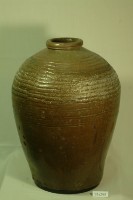 褐綠釉拍打印紋窄口豐肩式陶甕藏品圖，第1張