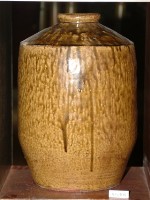 虎皮狀黃褐釉窄口直壁式陶甕藏品圖，第1張