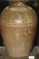 棕褐釉拍打印紋窄口豐肩式陶甕藏品圖，第1張