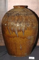棕褐釉流釉拍打印紋窄口豐肩式陶甕藏品圖，第1張