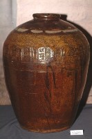 紅露酒印紅棕釉拍打印紋窄口豐肩式陶甕藏品圖，第1張