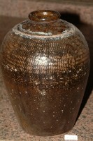 點狀黑褐釉拍打印紋窄口豐肩式陶甕藏品圖，第1張