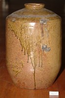 褐綠流釉窄口直壁式陶甕藏品圖，第1張