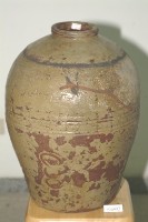 淺棕釉拍打印紋窄口豐肩式陶甕藏品圖，第1張