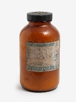藥用黑色帶蓋寬口粽色玻璃罐藏品圖，第1張