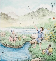 黃金田於丁亥年仲夏創作之釣土虱仔藏品圖，第1張