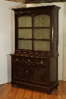 木製大型橫拉門抽屜式浮雕花鳥紋書櫃藏品圖，第2張