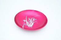 紅地白折枝萱草紋鋁製疊藏品圖，第1張