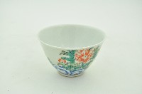 九谷款五彩牡丹花鳥石紋盞杯藏品圖，第1張