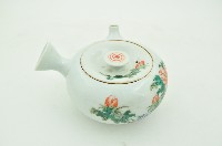 九谷窯五彩牡丹花鳥石紋側把壺（急需）藏品圖，第3張