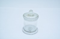 園鈕帶蓋透明玻璃矮罐藏品圖，第1張
