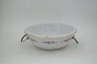 鐵製雙提把貼花彩繪花卉紋帶蓋瓷鍋藏品圖，第1張