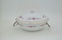 鐵製雙提把貼花彩繪花卉紋帶蓋瓷鍋藏品圖，第2張