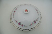 鐵製雙提把貼花彩繪花卉紋帶蓋瓷鍋藏品圖，第4張