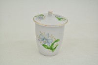 金邊帶蓋彩繪折枝花卉紋直筒瓷杯藏品圖，第1張