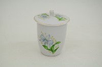 金邊帶蓋彩繪折枝花卉紋直筒瓷杯藏品圖，第1張