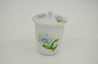 金邊帶蓋彩繪折枝花卉紋直筒瓷杯藏品圖，第1張