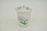 金邊帶蓋彩繪折枝花卉紋直筒瓷杯藏品圖，第1張