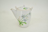 金邊帶蓋彩繪折枝花卉紋直筒型雙耳瓷壺藏品圖，第1張