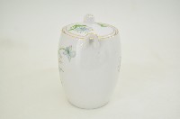 金邊帶蓋彩繪折枝花卉紋直筒型雙耳瓷壺藏品圖，第4張