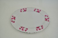 銀口彩繪貼花折枝康乃馨花紋橢圓形長盤藏品圖，第1張