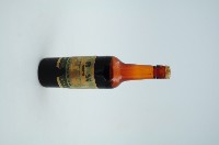 橘酒樣品棗色透明玻璃小型酒瓶藏品圖，第1張