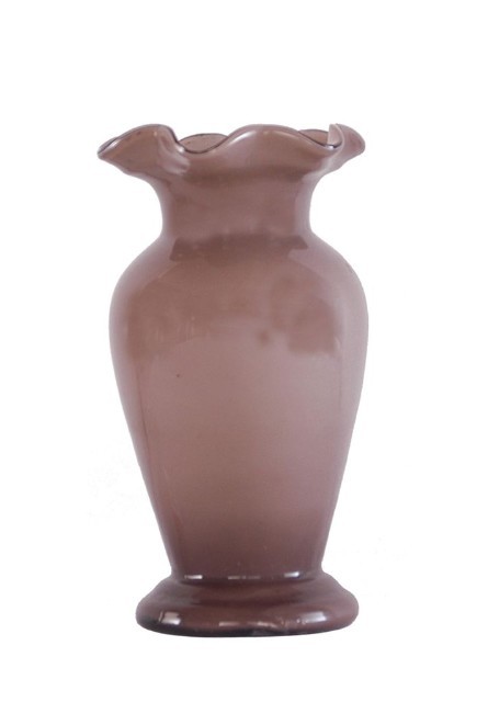淺紫棕色花口豐肩式玻璃花瓶