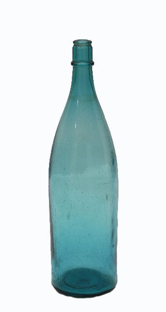 淡青綠色直頸透明玻璃瓶