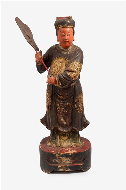 木雕天上聖母左側侍女神像的圖片