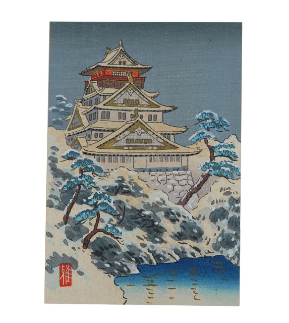 日本版畫風景明信片神社樣式的圖片
