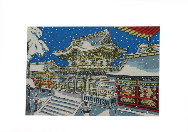 日本版畫風景明信片日光東照宮樣式的圖片