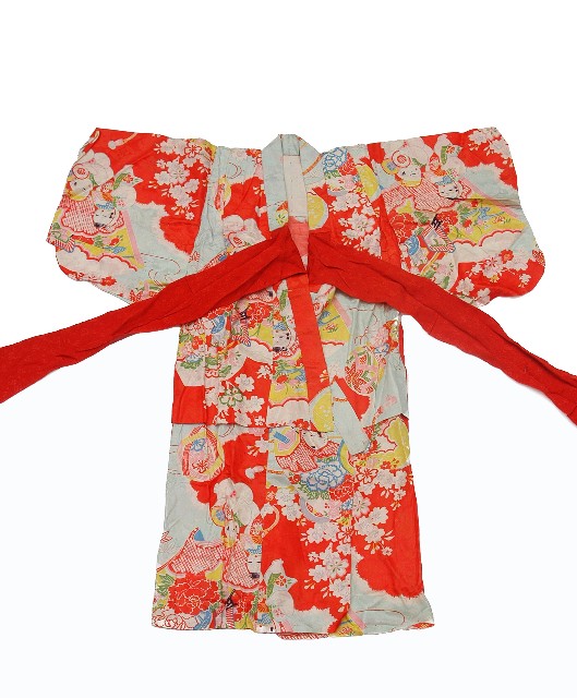 浮世繪風格之紅色和服的圖片