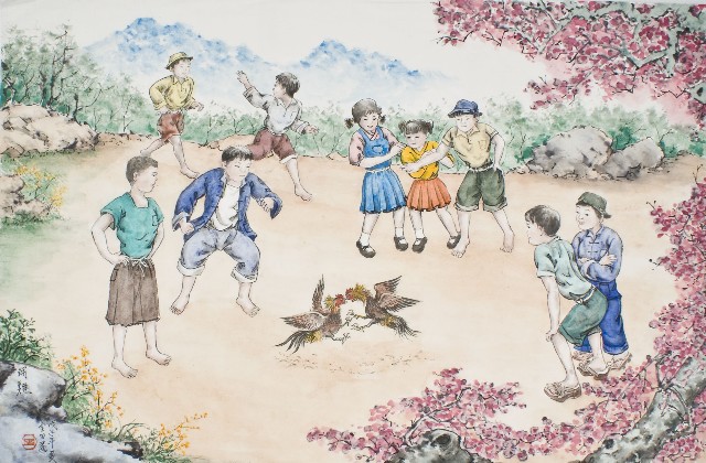黃金田於戊子年夏創作之鬦雞的圖片