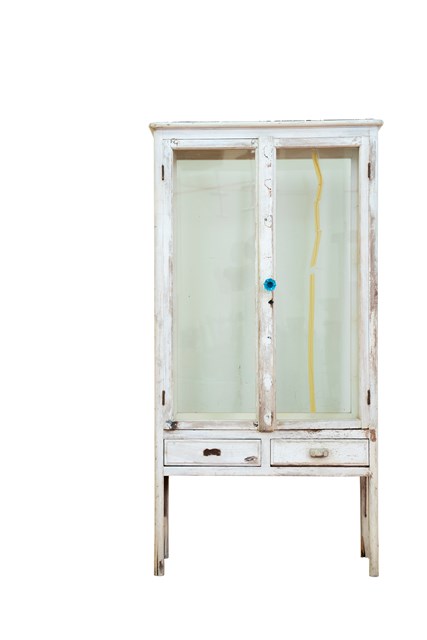 白色玻璃直立式拉門式藥櫥櫃