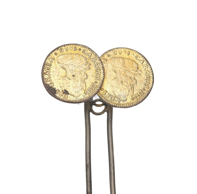 金屬製西班牙古錢幣髮釵藏品圖，第1張