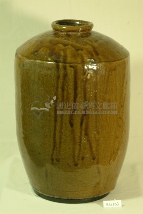 黃棕褐釉窄口直壁式陶甕藏品圖，第1張