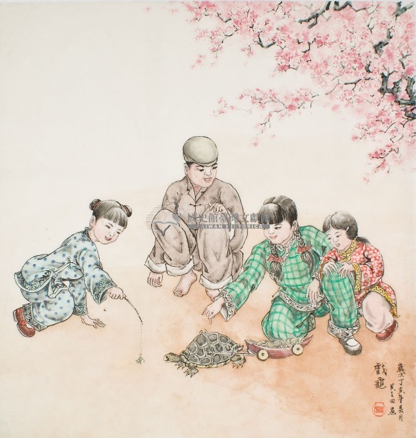 黃金田於丁亥年春月創作之戲龜藏品圖，第1張